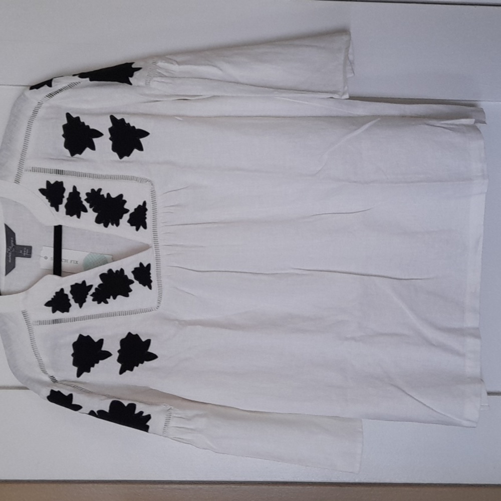 Market & Spruce white linen tunic M